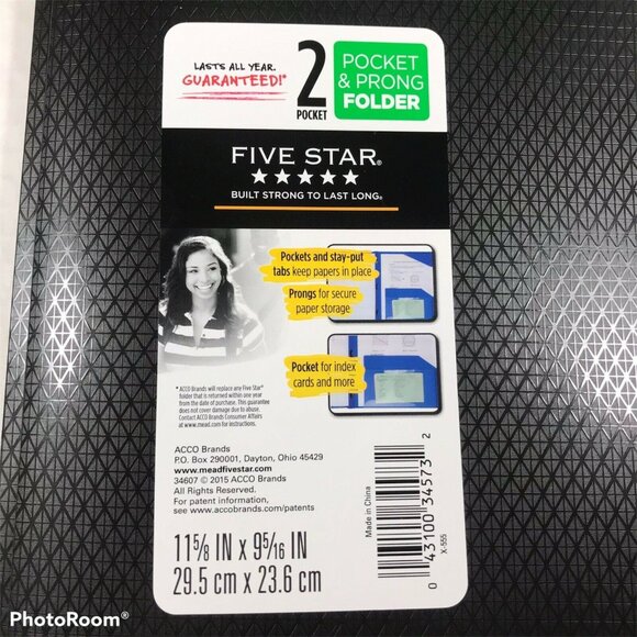 Lot Of 3 Mead Five Star Plastic 2 Pocket And Prong Folders 2 Green 1 Black New - Picture 3 of 4